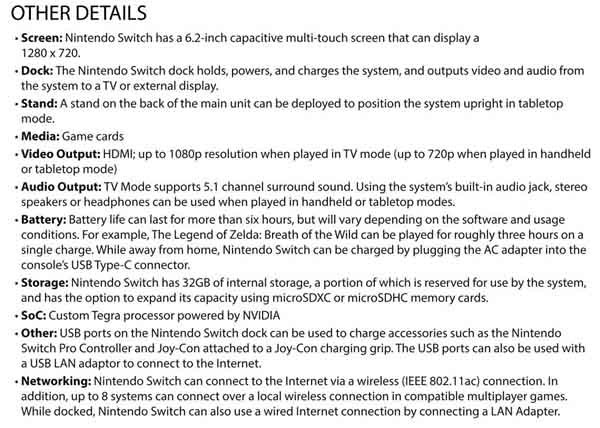 任天堂Switch使用720p分辨率多点触摸屏幕