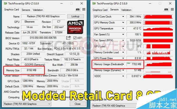 AMD RX 480 4GB显存版本成功解锁8GB 附解锁方法