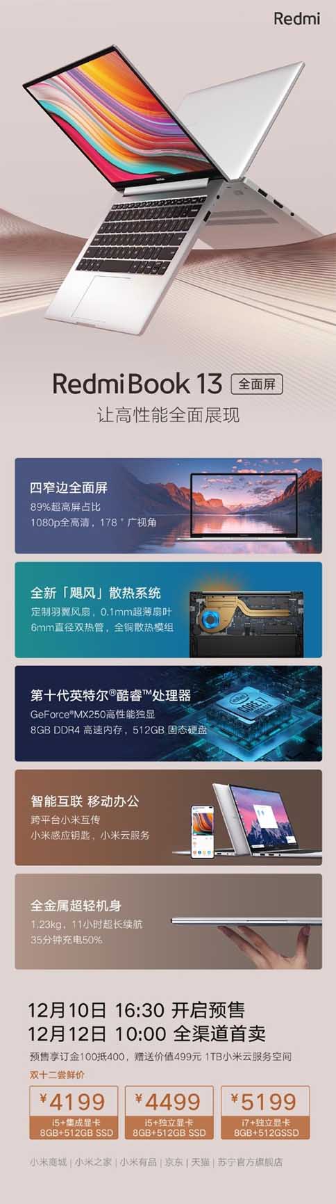 RedmiBook13笔记本值得入手吗 一图了解RedmiBook13全功能配置